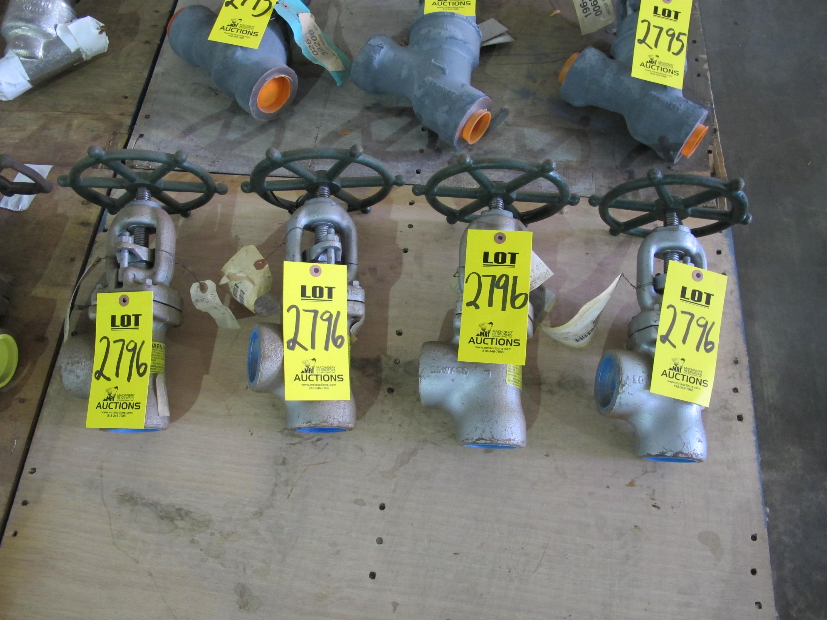 LOT (4) VALVES, GLOBE TYPE, 2" SIZE, 600 LB RATING, F11 OR CARBON STL MATERIAL, SOCKET WELD CONNECTIONS, ANGLE STYLE. BOLTED BONNET, OS&Y, PART # 849YT4 (W-51) LOADING & HANDLING FEE $15-